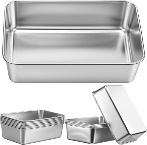 Yiyiring 10 Pack Stainless Steel Loaf Pan Set 9 x 5 Inch Bread Baking Pans Banana Loaf Tins For Baking Cake Meatloaf Brownies Sourdough Lasagnas Dishwasher Safe