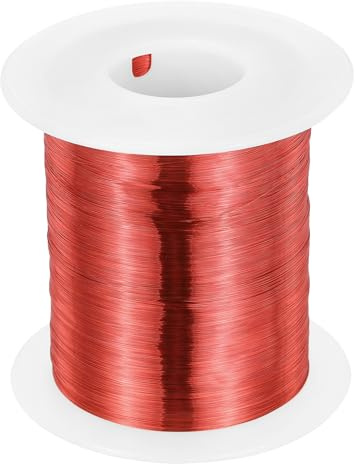 QUARKZMAN Kupferlackdraht 0.12mm, 36 AWG, isolierter bis 155°C Kupferdraht, Lackdraht für Transformatoren, Handwerk, Elektrik und DIY, Rot (453G）