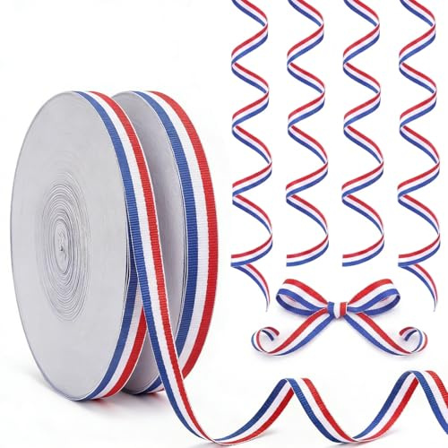 NiceNaiils Tricolor band 10 mm x 100 m, Frankrike flagga för hantverk gör-det-själv-dekorationer nationella bröllop presentförpackningar europeisk superkopp (blå vit röd)