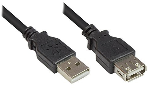 Verlängerung USB 2.0 Stecker A an Buchse A, schwarz, 5m, Good Connections®