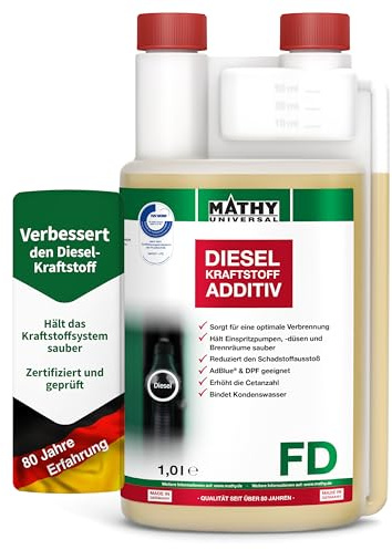 MATHY-FD Diesel-Pflege-Kraftstoffadditiv, 1 Liter, Additiv Systemreiniger | Dieseladditiv & Kraftstoffstabilisator, Hochkonzentrierte Reinigung für Dieselmotor, Reiniger bei jeder Tankfüllung