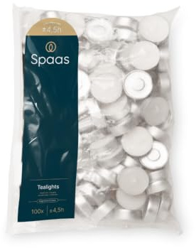 Spaas Tealights Bag x100, ±4.5 Hours, White