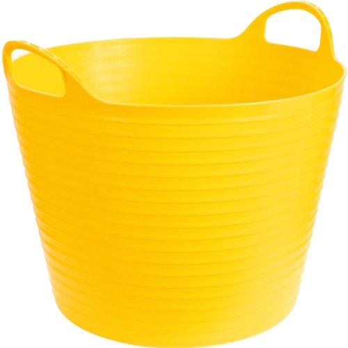 Kerbl Flexibler Trog FlexBag | 42 Liter, Gelb, robuster Kunststoffkorb als Futter-, Transport- und Putzzeugeimer für Stall, Hof und unterwegs