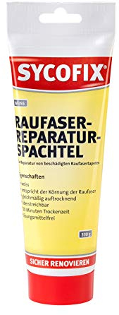 Raufaser Reparaturspachtel 330g weiß zum Ausbessern von Rissen, Löchern und Beschädigungen an Raufasertapeten, optimale Anpassung an Rauhfaser Struktur, kurze Trockenzeit, überstreichbar