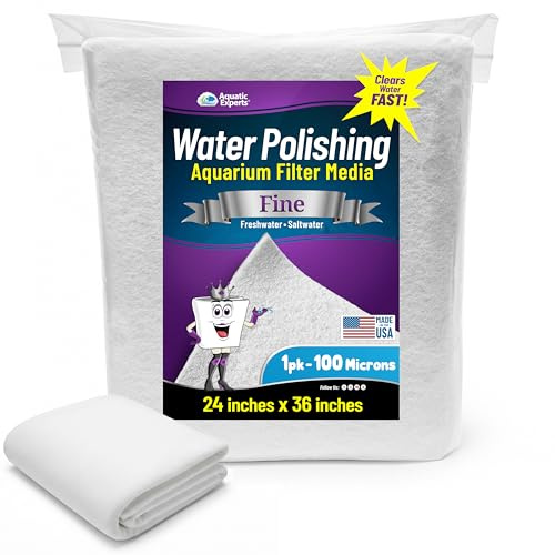 Aquatic Experts Aquarium Polishing Filter Pad, Water Polishing Pad for Aquarium Filters, Filter Floss for Fish Tank Filters, (100 Micron, 24 x 36 - 1 Pack)