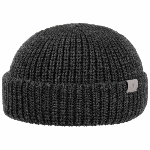 LIERYS Costa Dockermütze Herren Wintermütze aus Schurwolle Made in Germany Strickmütze mit Umschlag Dockercap Herbst Winter anthrazit One Size