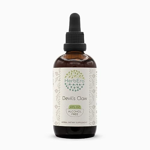 HerbEra Devil's Claw B120 Alcohol-Free Herbal Extract Tincture, Concentrated Liquid Drops Natural Devil's Claw (Harpagophytum Procumbens) 4 fl oz