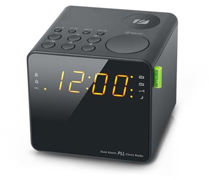 Muse M-187 radioväckarklocka med två larmtider, dimmer och stor skärm