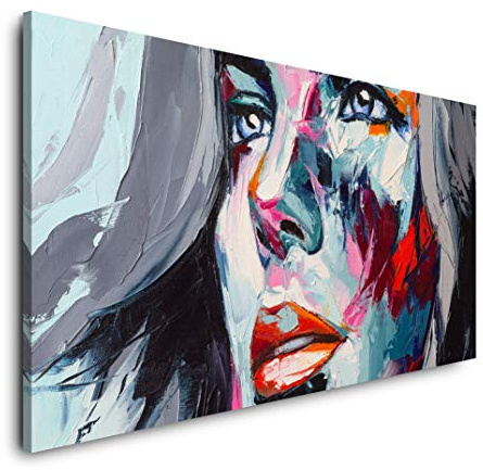Frau in bunt 120x 60cm Panorama Leinwand Bild XXL Format Wandbilder Wohnzimmer Wohnung Deko Kunstdrucke