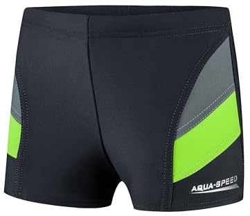 Aqua Speed Tight-Fitting Pojkar Simbyxor | Tävling Sportbadkläder för Barn | Baddräkt med UV-Skydd | 38. Grå-Grön Storlek 134 | Andy
