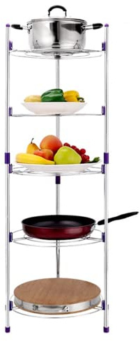 Kitchen Pan Stand, 5 Tiers Home Kitchen Pans Pots Storage Rack Resistant Metal Wire Shelving Organizer With Carbon Steel For Hold Electric Rice Cooker Saucepan Frying Pan Soup Pot Stew Etc