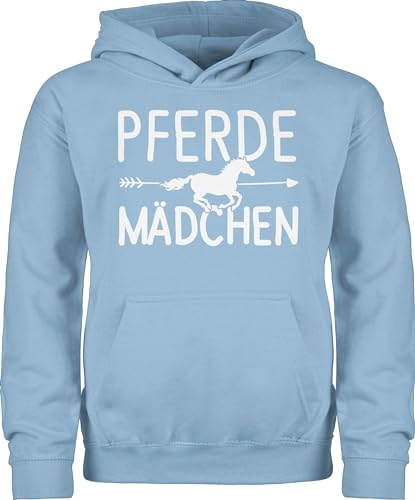 Kinder Hoodie Jungen - Pferd - Pferde Mädchen - Pferdemädchen - 104 (3/4 Jahre) - Hellblau - pferdepulli pferdepullover reiten fjordis pullover pferdepullies reithoodies pferdeliebhaber ich geh
