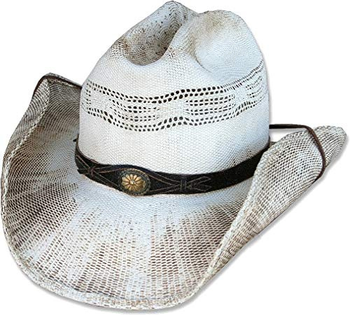 STARS & STRIPES Strohhut Sonnenhut Westernhut Beach Damen Herren Outdoor Partyhut »Snake« Weiß/Braun Gr.L