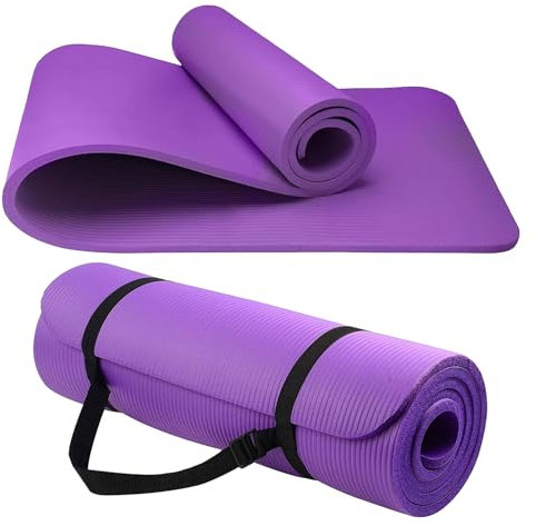 Yoga Mat Unisex Non-Slip Thick Foam Fitness Exercise Mat (10mm) Comes with Carrying Strap Lightweight Home Gym Workout Equipment for Yoga, Pilates, Stretching, Gymnastics Training & Camping