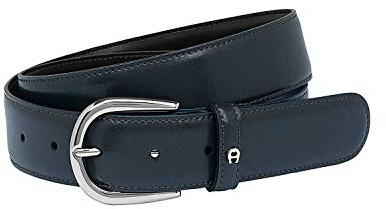 Aigner Gürtel Basic mit S-Schließe silber 126371 blau-110 cm