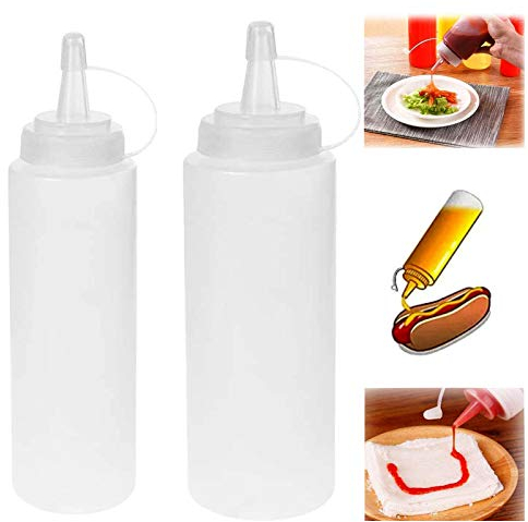 Quetschflaschen Squeeze Flasche aus Kunststoff Saucenflaschen Squeeze Flasche Quetschflasche Squeeze Dosierflaschen Kunststoffflaschen aus PET 6 Stück Saucenflasche für Home und Restaurant 240ml 360ml