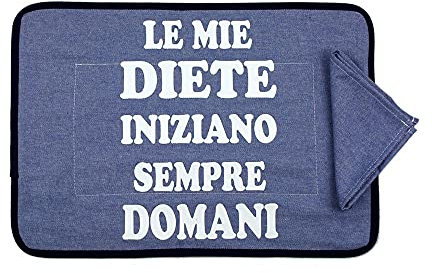 Set Prima Colazione CON SCRITTE SPIRITOSE Tovaglietta e Tovagliolo (LE MIE DIETE)
