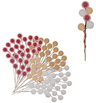 100 bacche di agrifoglio artificiali ghiacciate natalizie, raccolgono bacche invernali per rami di bacche, bacche rosse di Natale per ornamenti dell'albero di Natale, forniture per la creazione di