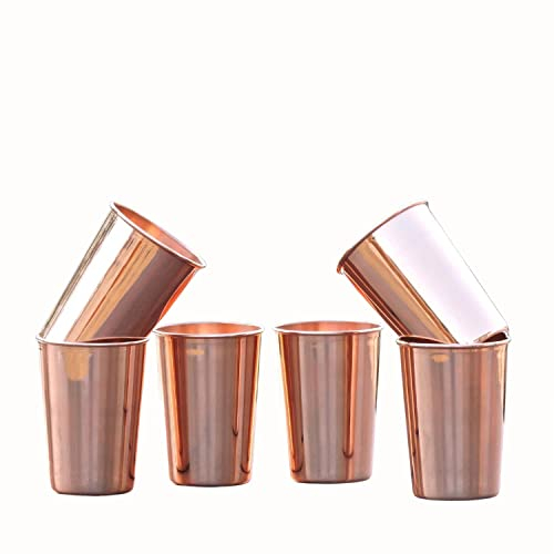 ANCIENTIMPEX Lot de 6 gobelets en cuivre pur d'une capacité de 350 ml pour des bienfaits ayurvédiques pour la santé
