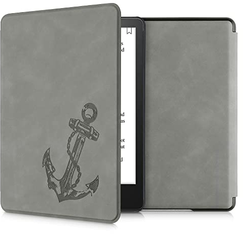 kwmobile Klapphülle kompatibel mit Amazon Kindle Paperwhite 11. Generation 2021 Hülle - Flipcase für Kindle Paperwhite Hülle aus Kunstleder - Anker Vintage