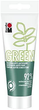 Marabu 14500050068 - GREEN LINE Alkyd-Farbe, dunkelgrün, 100 ml Malfarbe auf Wasserbasis, klimaneutral, matt, lichtecht, wetterfest (nach 24h Durchtrocknung), 92 % aus natürlichen Rohstoffen