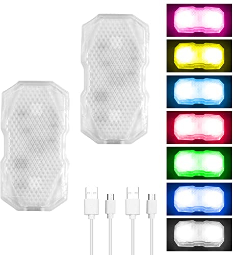 URAQT LED Innenbeleuchtung Auto,2 pcs 7 Farben und 3 Anpassungsmodus Wiederaufladbare Dimmbar KFZ Innenraumbeleuchtung Umgebungsstern Licht Universal für RV Camping Auto LKW Wohnwagen Wohnmobil Boot