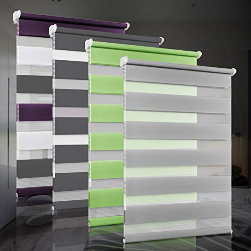 bobodeco Doppelrollo klemmfix ohne Bohren Duo Rollos für Fenster mit Klemmträger, Fensterrollo lichtdurchlässig & verdunkelnd Wandmontage Sichtschutz- Grau,95x120cm (BxH)