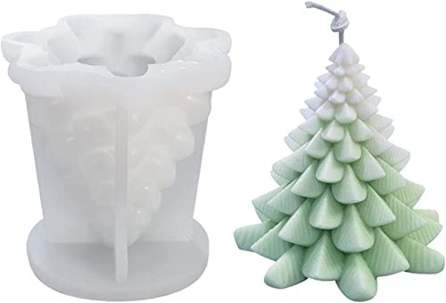 EKKJNQ Weihnachtskerzenform, 3D Weihnachtskuchenmann und Kiefernbaum, Kürbis, Silikonform handgemachte Wachskerze Form DIY Handwerk Harz Form Familie Party Dekoration (Kiefer)