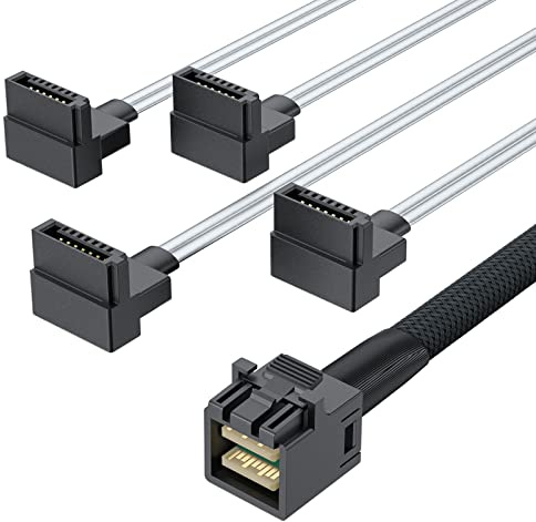 10Gtek® SFF-8087 till 4x SATA mini SAS-kabel 0,5 meter (1,65 fot), 6G intern mini SAS 36 stift SFF-8087 (värd) hane till 4x SATA (mål) 7 stift hona -out-kabel