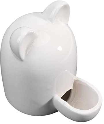 POPETPOP 100ml Ceramic Cartoon Cat Ears Small Pet Automatic Feeder and Water Dispenser for Hamsters and Small Cats, Self-dispensing Design Suitable for Pet Cage Use