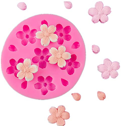 Moule en silicone 3D en forme de petite fleur de cerisier fait à la main pour la fabrication de gâteaux, fondant, gelée, mousse au chocolat, moule à gâteau, moule à pâte polymère, moule à pudding pour