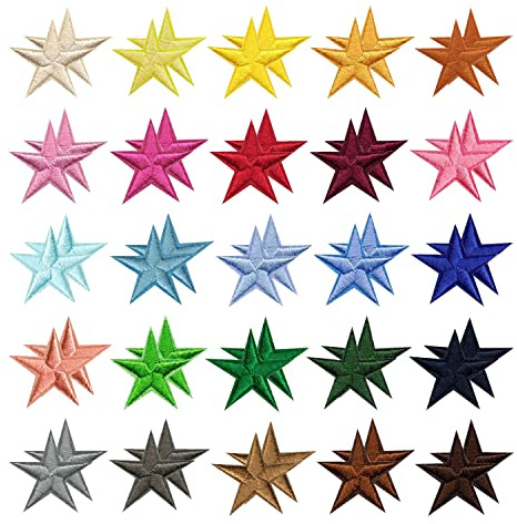 50 Stück Sterne Zum Aufbügeln, Bestickte Aufnäher, Mini-Aufbügler, Selbstklebende Aufnäher, DIY-Accessoires für T-Shirts, Jeans, Röcke, Hüte, Kleidung