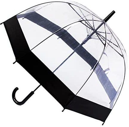 ThreeH Clear Dome Umbrella Windproof Lightweight Transparent Bubble Surface Automatic Open Stick Rain Umbrella for Weddings Party,Black