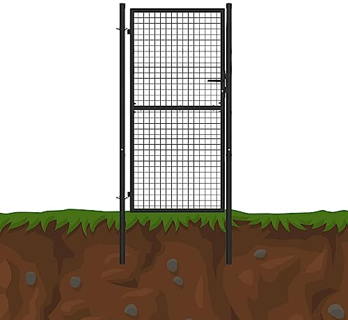 Gartentür Grün/Anthrazit Gartentor Rundpfosten Gartenpforte Metall Geteilt Tor, Farbe:Anthrazit, Höhe:1 x 1.5 m