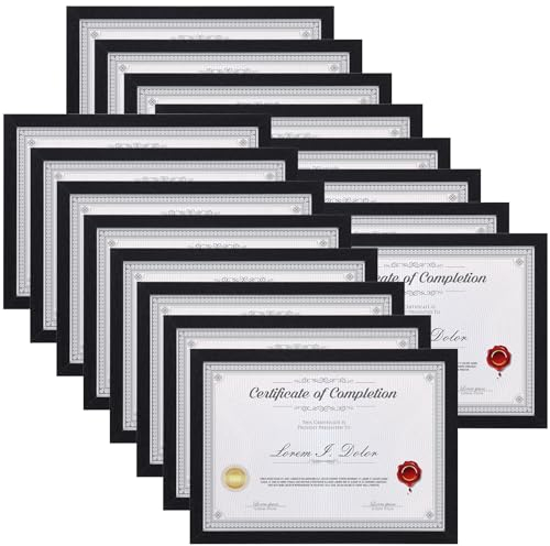 Vasemouh 15 Pack A4 Picture Frames, Versatile Wood 8x6 Photo Frames With Mat, Black A4 Frame for Wall or Tabletop Display