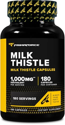 Primaforce Milk Thistle Extract 180 Capsules for 180 Servings Per Bottle - Gluten Free, GMO-Free Dietary Supplement
