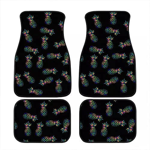 4-Teilig Automatten Ananas Autoteppich Matten Allwetter Pkw-Fußraummatten wasserdichte Fussmatten Set Universal Für Limousine Kombi Kombi Auto