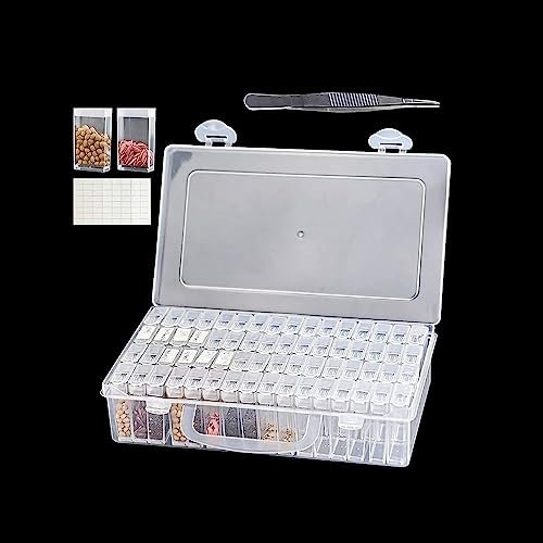 Qivine Saatgut Aufbewahrung Box mit Deckel, Samen Kleine Boxen Aufbewahrung Garten Zubehör, 64 Fächer Sortierbox Schrauben Diamant Painting Aufbewahrungsboxen mit Deckel für Schmuck Perlen Ohrring