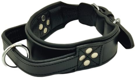 Halt ´i Hundehalsband Festhalteriemen Halsband zum festhalten Schwarz Breit M L XL Schwarz mit Griff breites Lederhalsband (L)