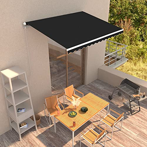 Gelenkarmmarkise,Sonnenschutzeinziehbare Markise Handbetrieben 350 X 250 cm Anthrazitideal FüR Den Einsatz Im Freien, FüR TüRöFfnungen, Terrassen, Balkone Und Fenster