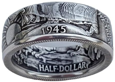 GleaMora Antiker Münzring Hip Hop Punk Ring Unisex Trendiger Ring Valentinstag Freizeit Urlaub Jubiläum Weihnachtsschmuck