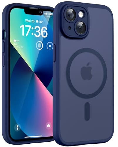 TOCOL für iPhone 13 Hülle, Kompatibel mit MagSafe, Matt Tiefblau | Eingebauter Magnetring, Vollständiger Kameraschutz, Militärschutz Stoßfest Kratzfest Haltbarkeit, Durchscheinend Rückseite