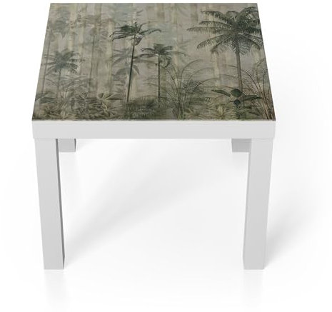 DEQORI Glastisch | weiß klein 55x55 cm | Motiv Dschungelgeflüster | ausgefallener Beistelltisch aus Glas | Hochglanz Couchtisch fürs Wohnzimmer | moderner Couch Tisch mit Design