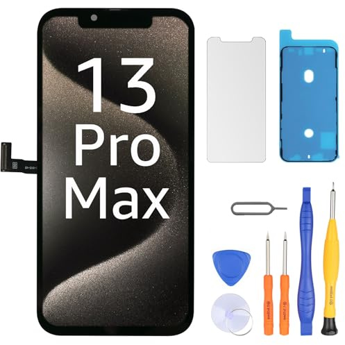 LL TRADER Screen Replacement for iPhone 13 Pro Max 6.7 LCD Retina FHD Display COF Touch Screen Digitiser with Repair Tool Kits, Waterproof Tape, Screen Protoctor