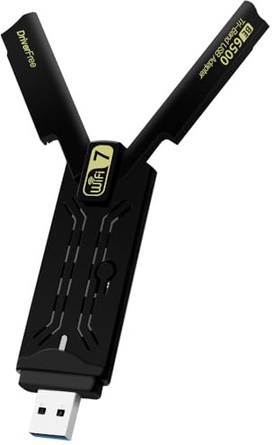 Tarjeta WiFi 7 USB 3.0 para juegos libre con chipset 8912AU (BE6500), adaptador inalámbrico USB de tres bandas, tarjeta de red de alta velocidad para escritorio y portátil, compatible con