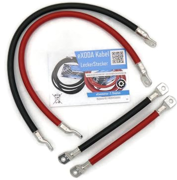 eXODA 50 mm² Kabel Set 50cm 20cm M8 Kabelschuhe Rot Schwarz Hochwertige Batteriekabel für Auto Boot Motorrad 99 9 Prozent Kupfer für zuverlässige elektrische Verbindungen