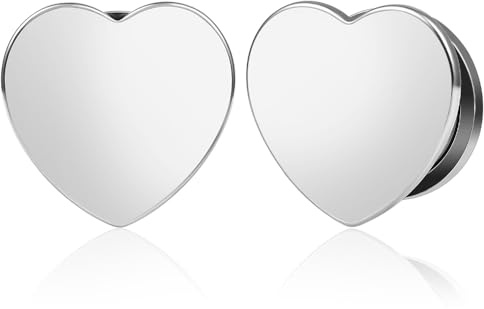 Vankula Ohr Tunnel 1 Paar Single Flared Flesh Plugs Herz Edelstahl für männer damen Ohrpiercing ohrloch dehner Schmuck 8mm bis 16mm