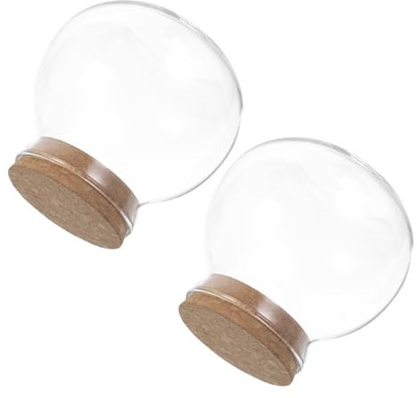 IMIKEYA Frascos De Vidrio Con Tapa De Corcho Herméticos Esféricos 500ml, Envases Para Azúcar y Té, Recipientes Para Cocina y Almacenamiento De Alimentos, Juego De 2 Unidades