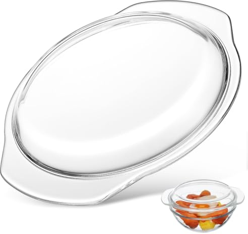 Cabilock Glass Microwave Splatter Cover, Reusable Food Plate Protector | Helps contain cooking splashes around food while keeping the dish visible through the clear glass cover