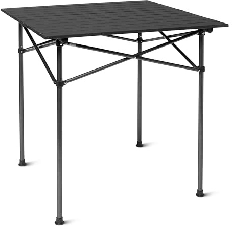 Amazon Basics Portable Folding Aluminum Camping Table, Tall, Black